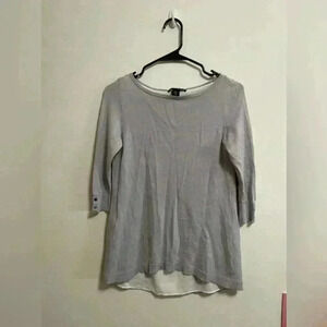White House Black Market - Women’s Grey Blouse 1/2 Sleeve Tunic - Size XXS